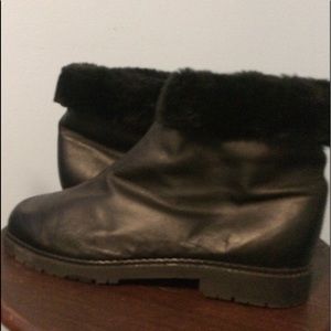 Black Leather Fur lined Boots